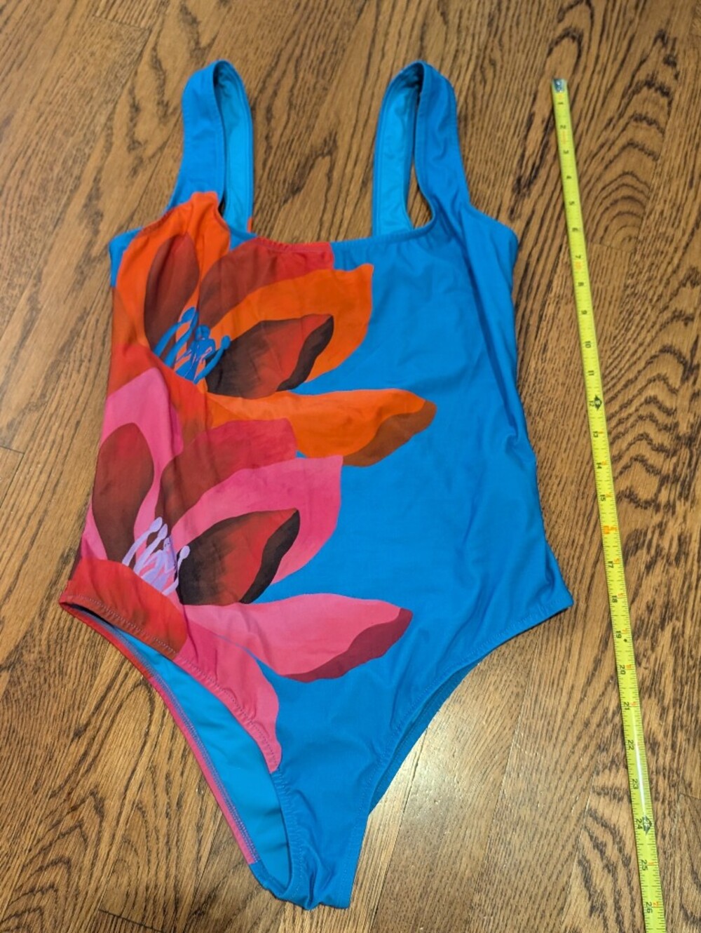 Farm Rio Watercolor Floral Blue Pink Red One Piece Swimsuit